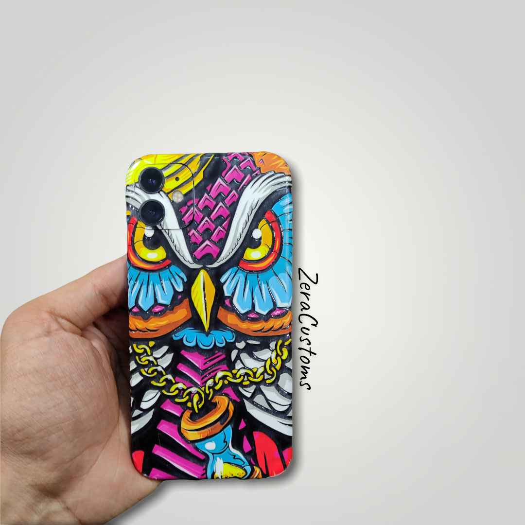 3D Colored Owl Mobile Skin and Wrap - All Brands & Models - Sneakers Passion