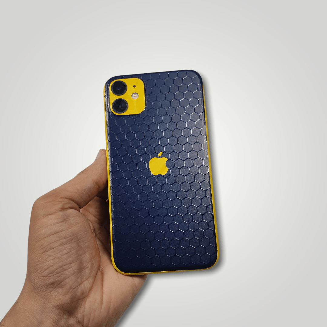 Blue Yellow Honeycomb Mobile Skin and Wrap - All Brands & Models - Sneakers Passion