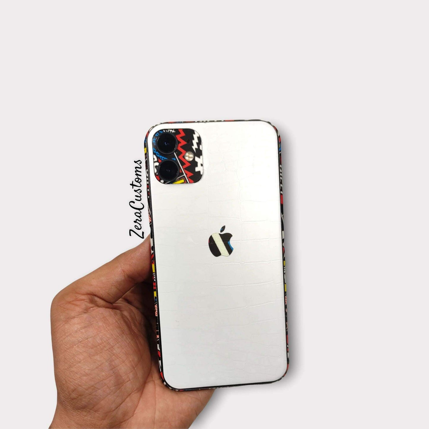 White Leather with Graphics 01 Mobile Skin and Wrap - All Brands & Models - Sneakers Passion