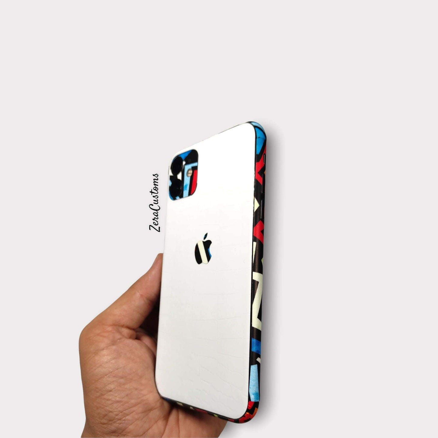 White Leather with Graphics 02 Mobile Skin and Wrap - All Brands & Models - Sneakers Passion