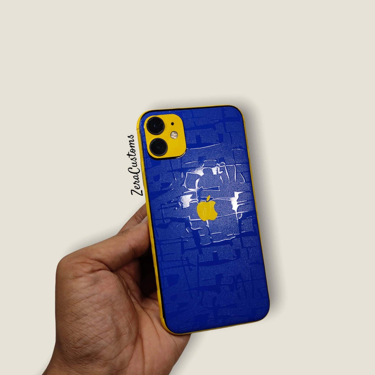 Blue Textured with Yellow Accent Mobile Skin and Wrap - All Brands & Models - Sneakers Passion