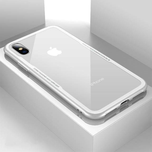 White Protective Tempered Glass Back Case Cover for iPhone X / XS - Sneakers Passion