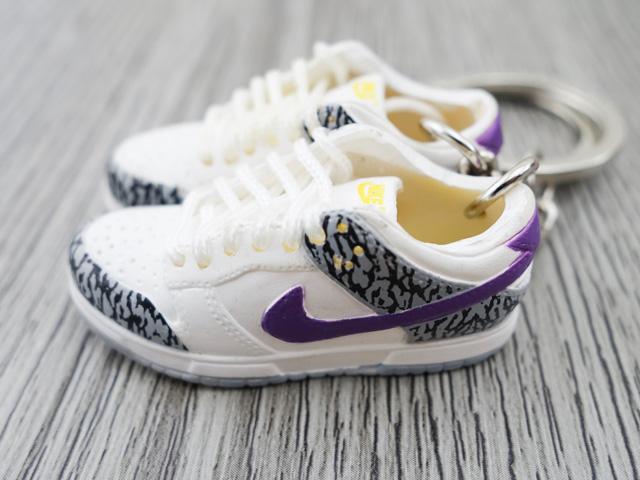 Mini sneaker keychain 3D Dunk Lo - Elephant print/ Purple - Sneakers Passion