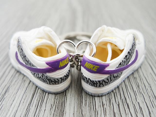Mini sneaker keychain 3D Dunk Lo - Elephant print/ Purple - Sneakers Passion