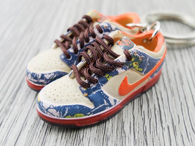 Mini sneaker keychain 3D Dunk Lo - Denim/Orange - Sneakers Passion
