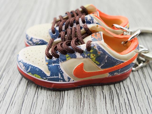 Mini sneaker keychain 3D Dunk Lo - Denim/Orange - Sneakers Passion