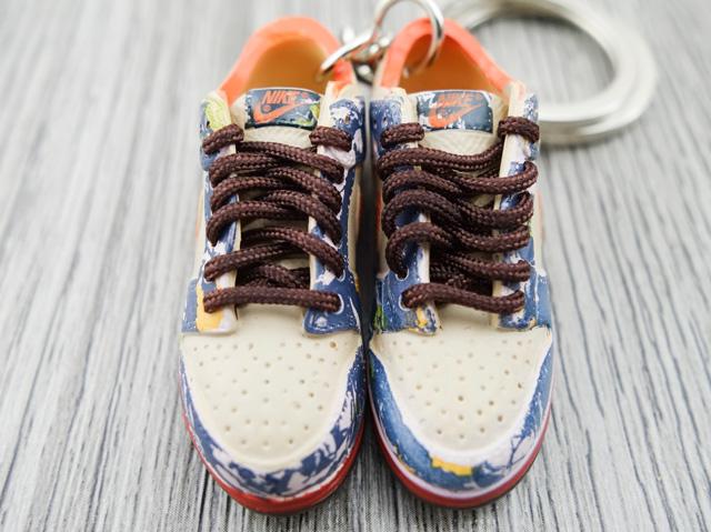 Mini sneaker keychain 3D Dunk Lo - Denim/Orange - Sneakers Passion