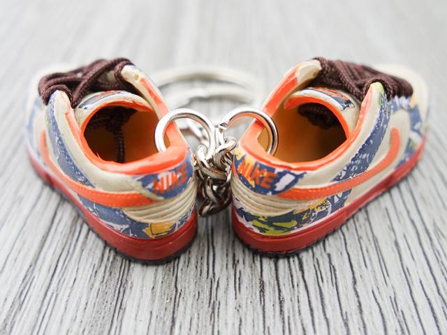 Mini sneaker keychain 3D Dunk Lo - Denim/Orange - Sneakers Passion