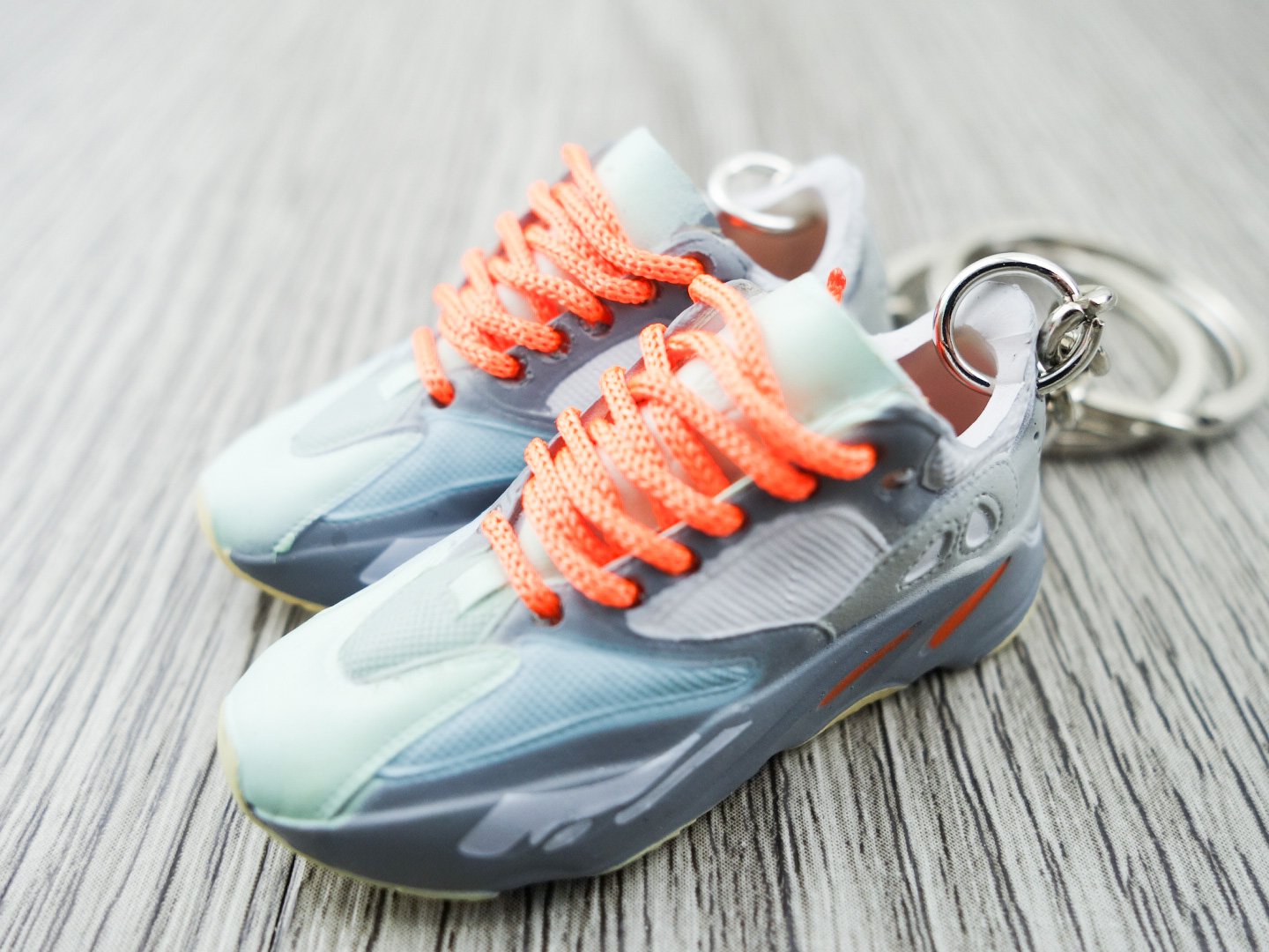Mini Sneaker Keychains YZY 700 - Inertia with orange laces - Sneakers Passion