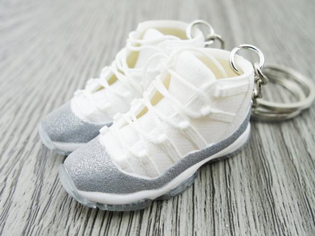 Mini 3D sneaker keychains AJ 11 - Metallic Silver - Sneakers Passion