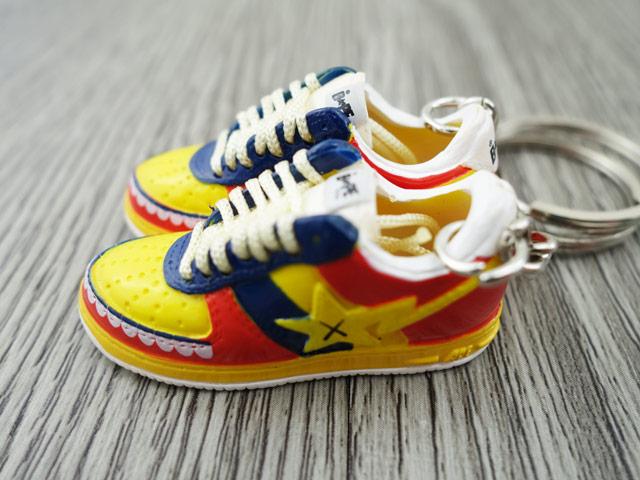 Mini 3D sneaker keychains BAPE - Yellow/Red/Blue - Sneakers Passion
