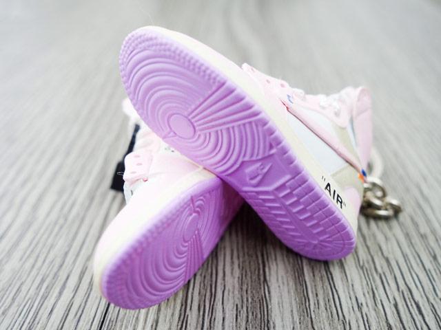 Mini sneaker keychain 3D Air Jordan 1 OW - PINK unreleased - Sneakers Passion