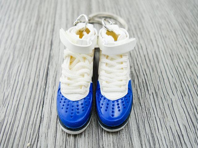 Mini sneaker keychain Air Force 1 Rasheed Wallace Blue and White - Sneakers Passion