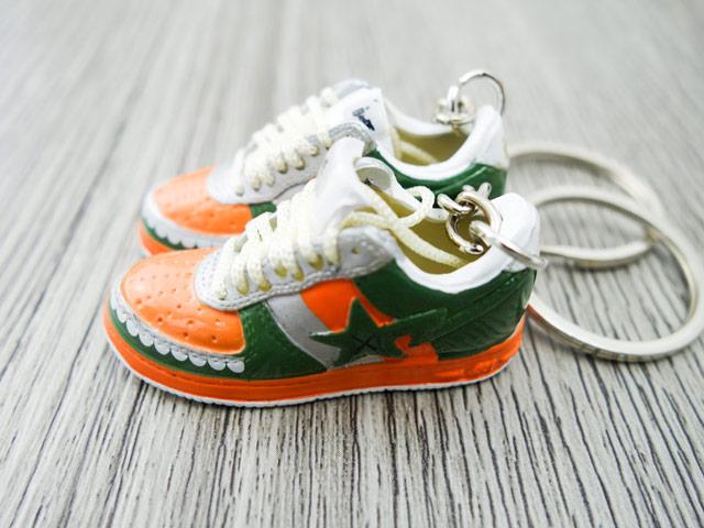 Mini 3D sneaker keychains BAPE - Orange Grey Green - Sneakers Passion