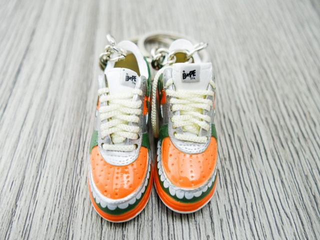 Mini 3D sneaker keychains BAPE - Orange Grey Green - Sneakers Passion