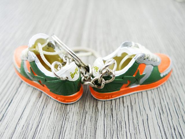 Mini 3D sneaker keychains BAPE - Orange Grey Green - Sneakers Passion