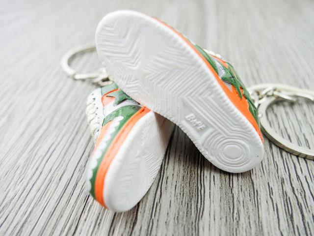 Mini 3D sneaker keychains BAPE - Orange Grey Green - Sneakers Passion