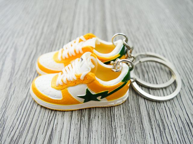 Mini 3D sneaker keychains BAPE - Orange White - Sneakers Passion