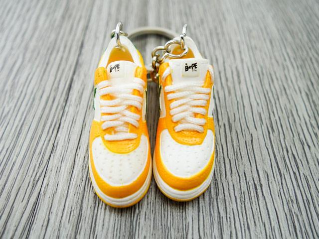 Mini 3D sneaker keychains BAPE - Orange White - Sneakers Passion