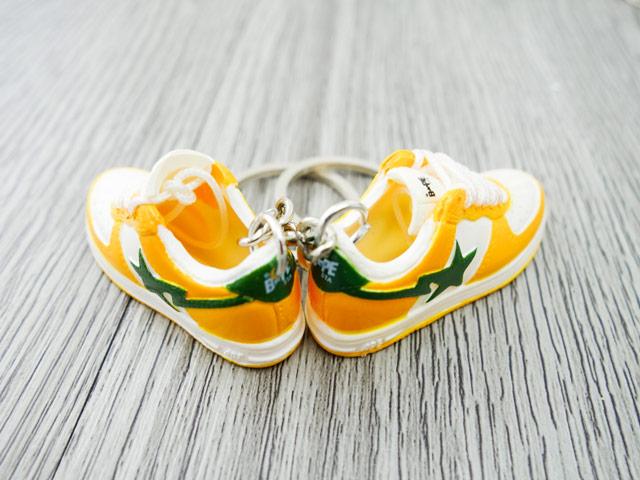 Mini 3D sneaker keychains BAPE - Orange White - Sneakers Passion