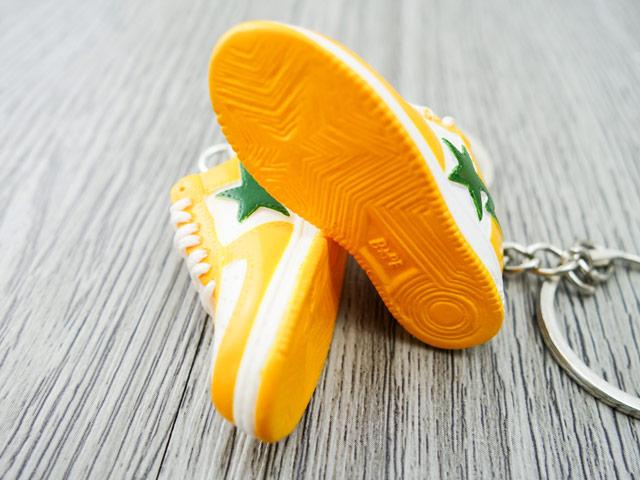 Mini 3D sneaker keychains BAPE - Orange White - Sneakers Passion