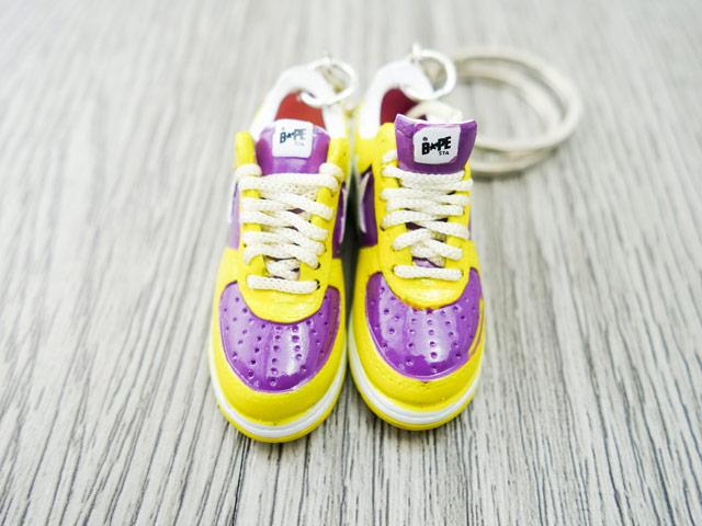 Mini 3D sneaker keychains BAPE - Yellow Purple Lakers - Elephant - Sneakers Passion