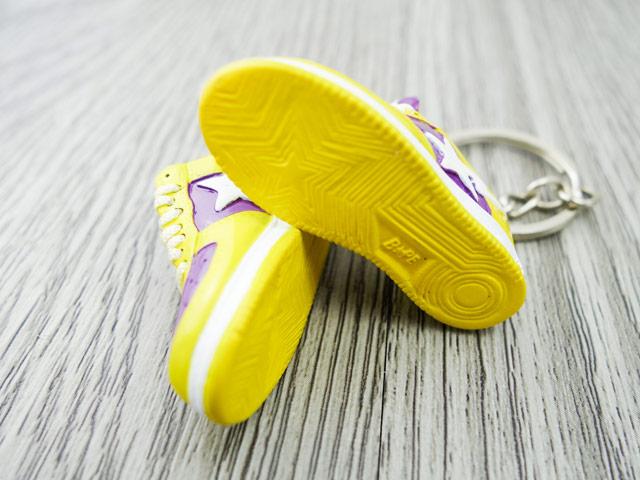 Mini 3D sneaker keychains BAPE - Yellow Purple Lakers - Elephant - Sneakers Passion