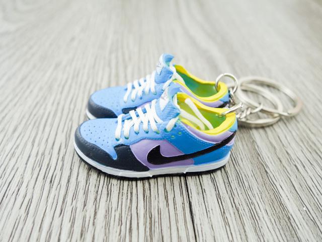 Mini sneaker keychain 3D Dunk - Blue Lilac Yellow - Sneakers Passion