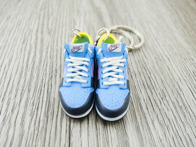 Mini sneaker keychain 3D Dunk - Blue Lilac Yellow - Sneakers Passion