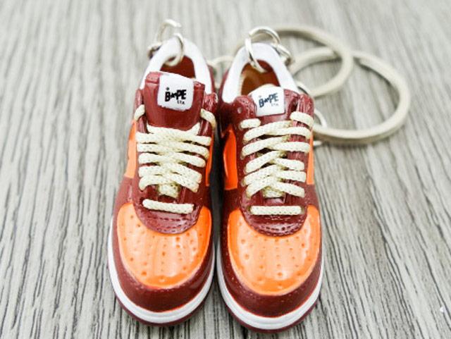 Mini 3D sneaker keychains BAPE - Brown/Orange - Sneakers Passion
