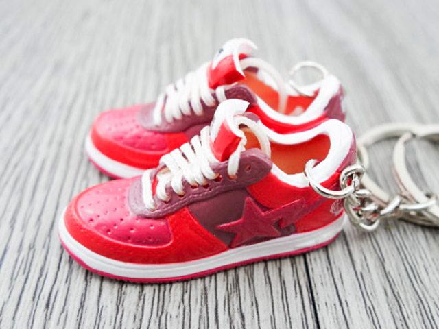 Mini 3D sneaker keychains BAPE - Red - Sneakers Passion