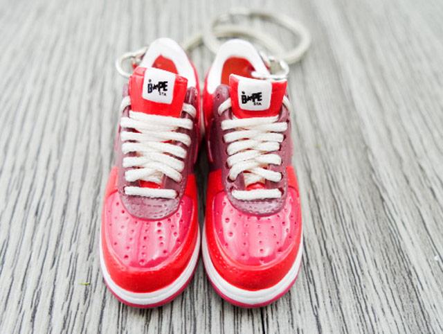 Mini 3D sneaker keychains BAPE - Red - Sneakers Passion