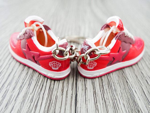 Mini 3D sneaker keychains BAPE - Red - Sneakers Passion