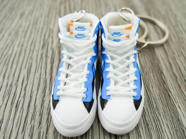 mini 3D sneaker keychains Blazer x SACAI - White Black Legend Blue - Sneakers Passion