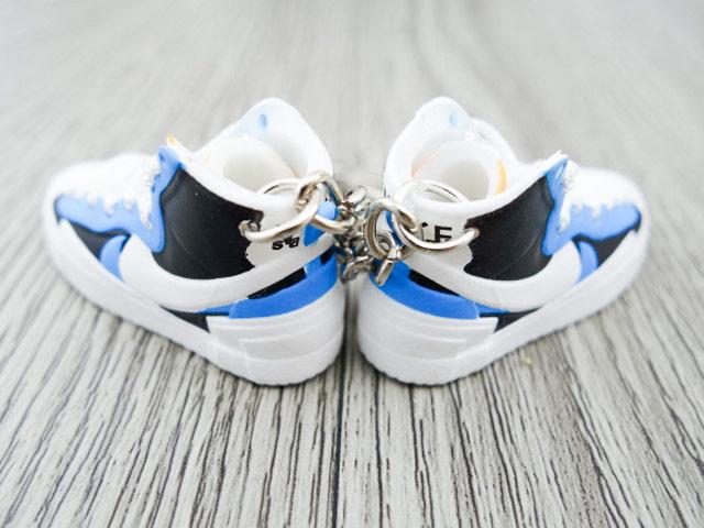 mini 3D sneaker keychains Blazer x SACAI - White Black Legend Blue - Sneakers Passion