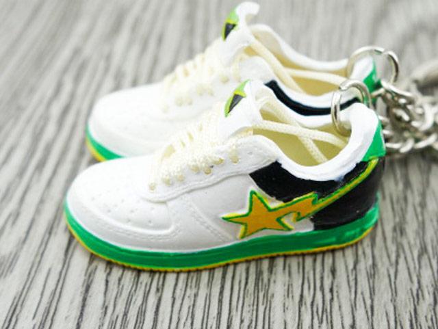 Mini 3D sneaker keychains BAPE - Yellow Green White - Sneakers Passion