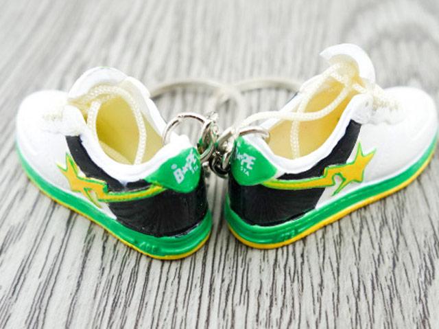 Mini 3D sneaker keychains BAPE - Yellow Green White - Sneakers Passion