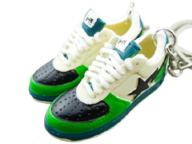 Mini 3D sneaker keychains BAPE - Green White Black - Sneakers Passion