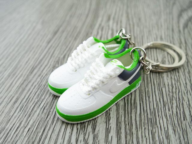 Mini 3D sneaker keychains Air Force 1 White Green Grey - Sneakers Passion