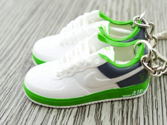 Mini 3D sneaker keychains Air Force 1 White Green Grey - Sneakers Passion