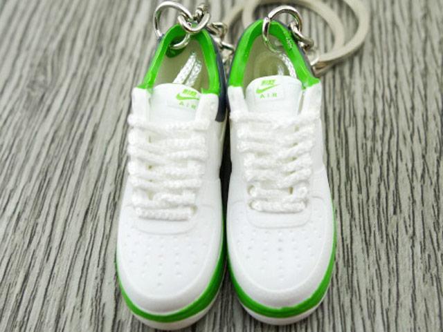 Mini 3D sneaker keychains Air Force 1 White Green Grey - Sneakers Passion