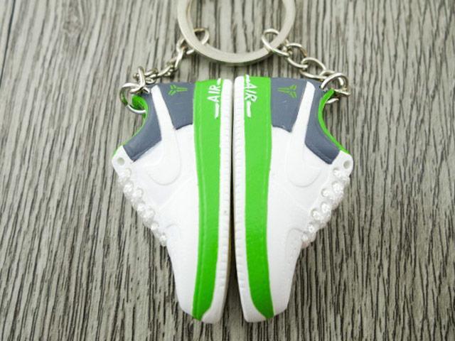 Mini 3D sneaker keychains Air Force 1 White Green Grey - Sneakers Passion