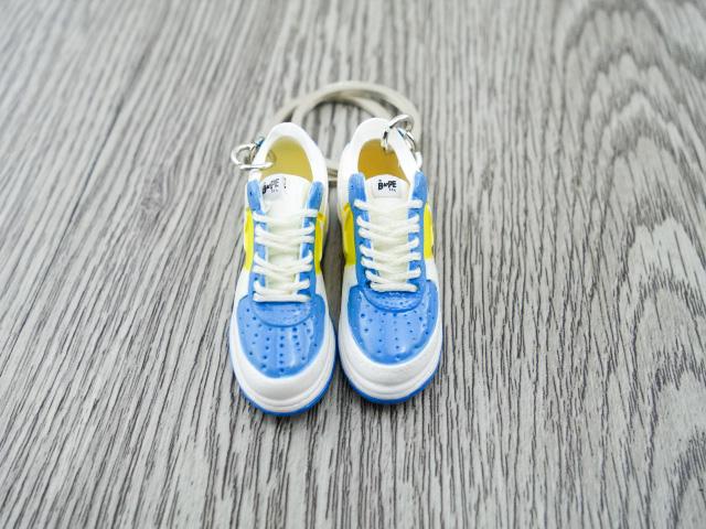 Mini 3D sneaker keychains BAPE - Blue White Yellow - Sneakers Passion