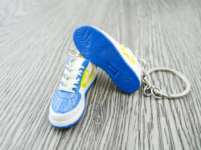 Mini 3D sneaker keychains BAPE - Blue White Yellow - Sneakers Passion