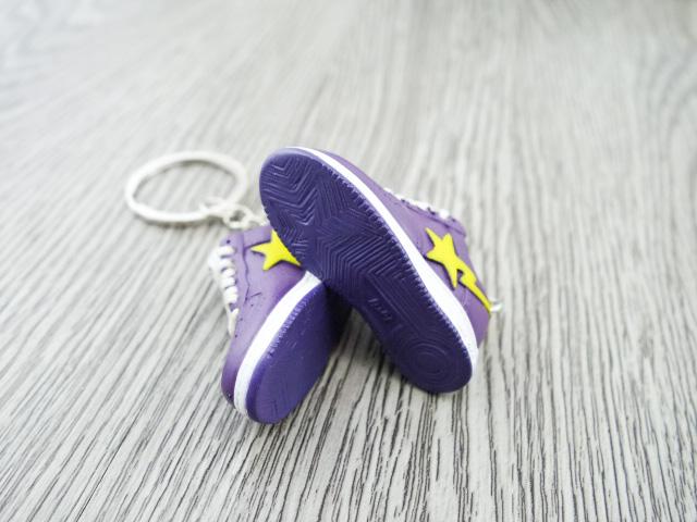 Mini 3D sneaker keychains BAPE - Yellow and Purple - Lakers - Sneakers Passion
