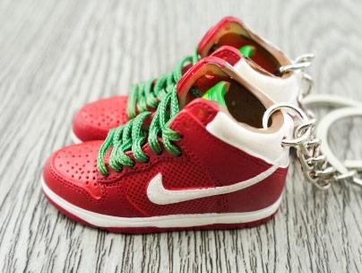 Mini sneaker keychain 3D SB Dunk High - White Sports Red - Sneakers Passion