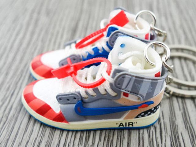 Mini sneaker keychain 3D Air Jordan 1 - concept PARRA x OW - Sneakers Passion