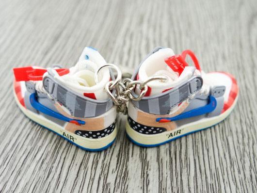 Mini sneaker keychain 3D Air Jordan 1 - concept PARRA x OW - Sneakers Passion