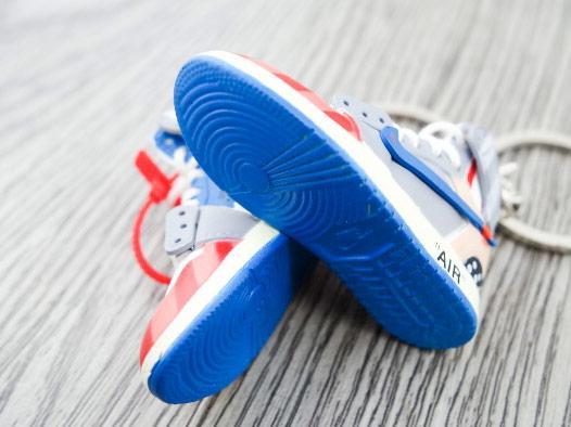 Mini sneaker keychain 3D Air Jordan 1 - concept PARRA x OW - Sneakers Passion