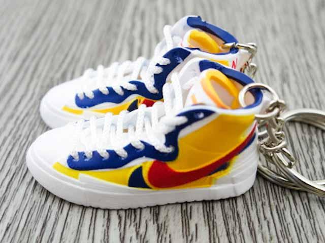 Mini 3D sneaker keychains Blazer x SACAI - Yellow/Red/Blue - Sneakers Passion